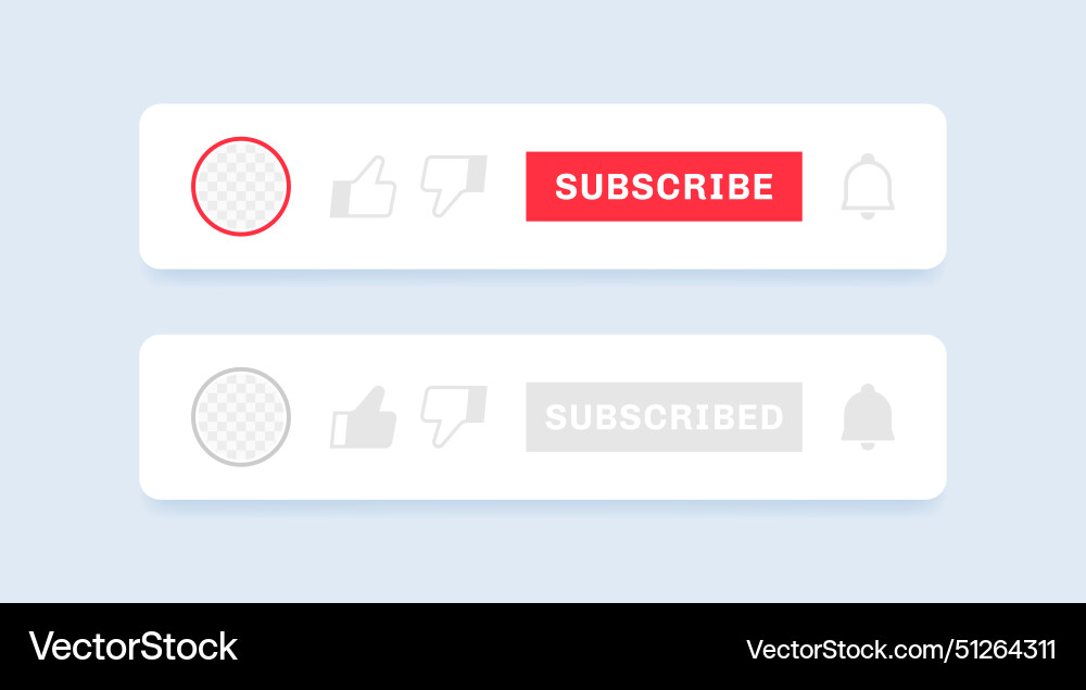 Social media subscribe panel with thumb up Vector Image