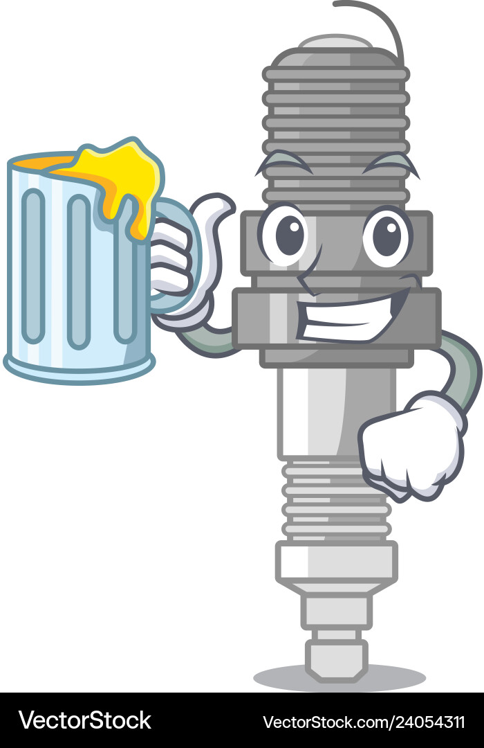 Spark Plug Mascot with Juice Vector Image
