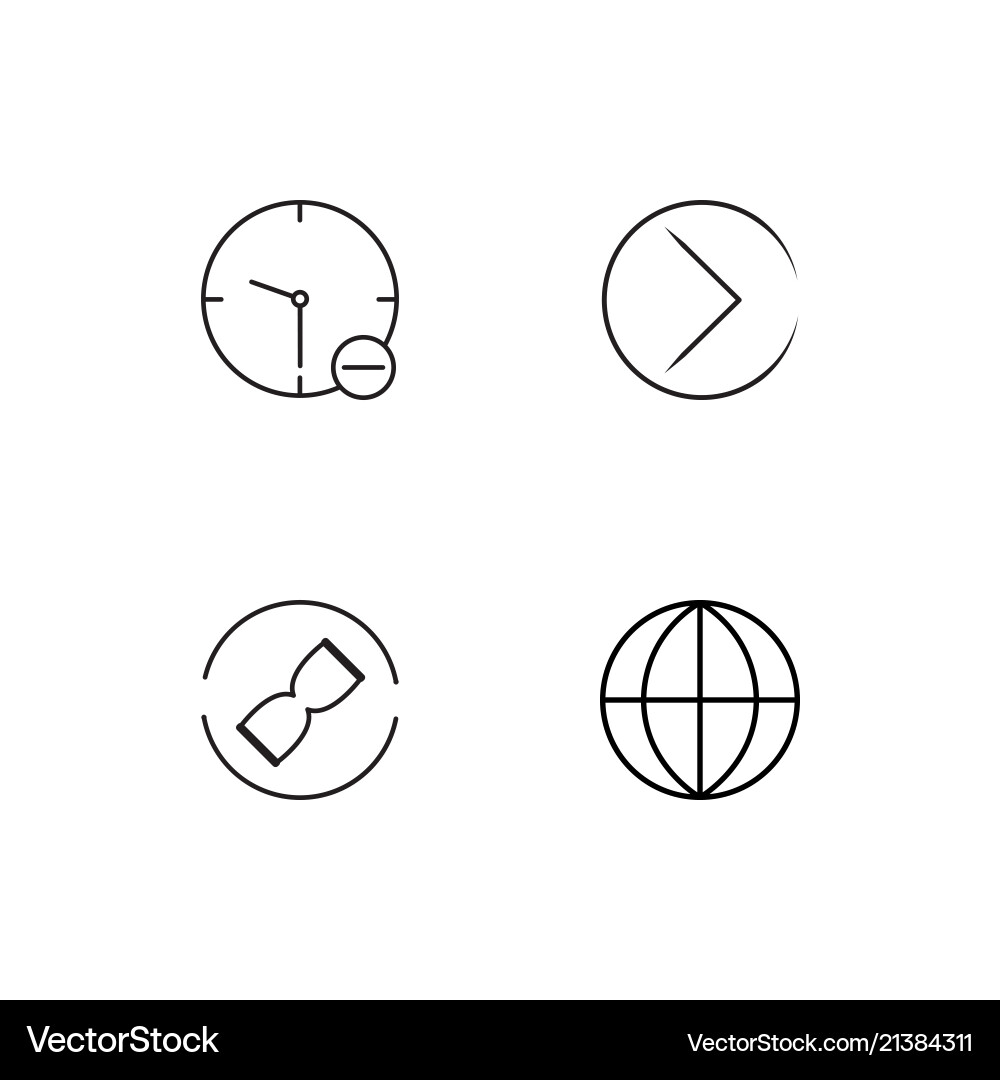 Time linear icons set simple outline vector image