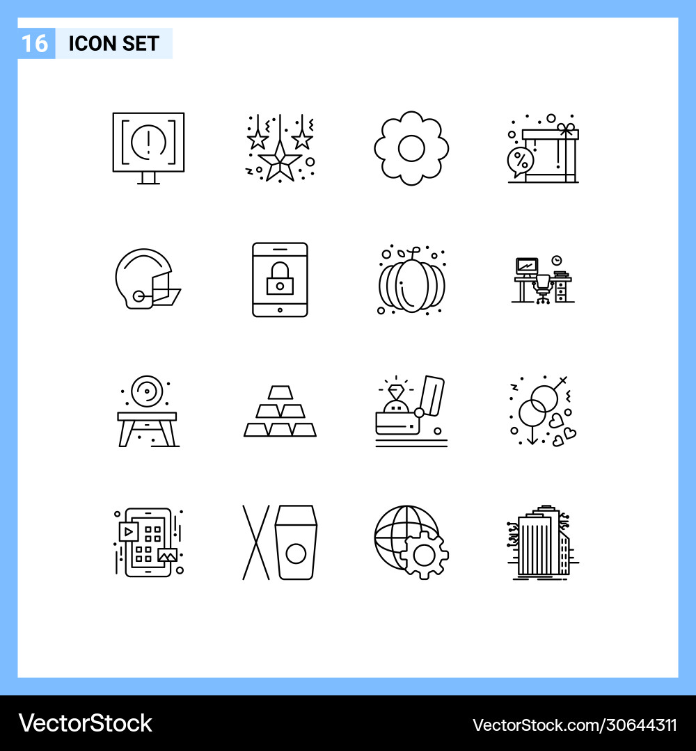 User interface pack 16 basic outlines Vector Image