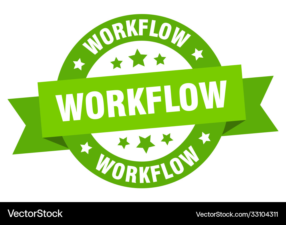 Workflow round ribbon isolated label sign Vector Image
