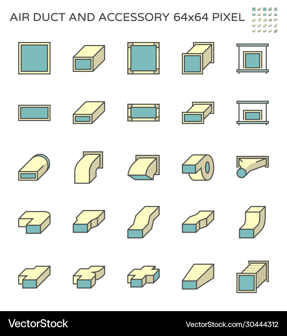 Air duct and accessory icon set 64x64 perfect Air duct and accessory icon set 64x64 perfect vector image