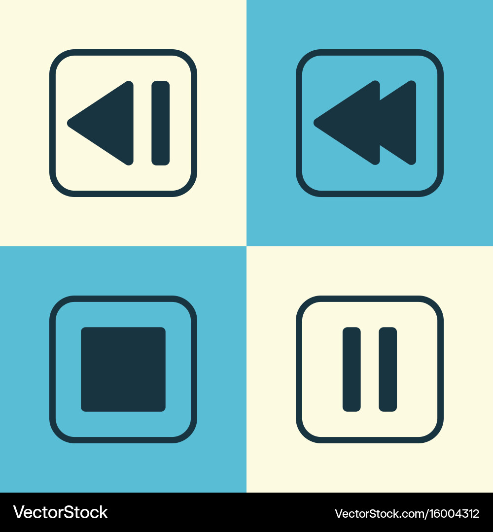 Audio icons set collection of stop button mute vector image