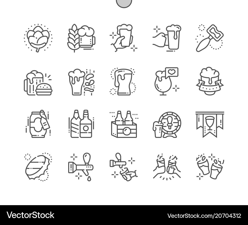 Beer well-crafted pixel perfect thin line Beer well-crafted pixel perfect thin line vector image