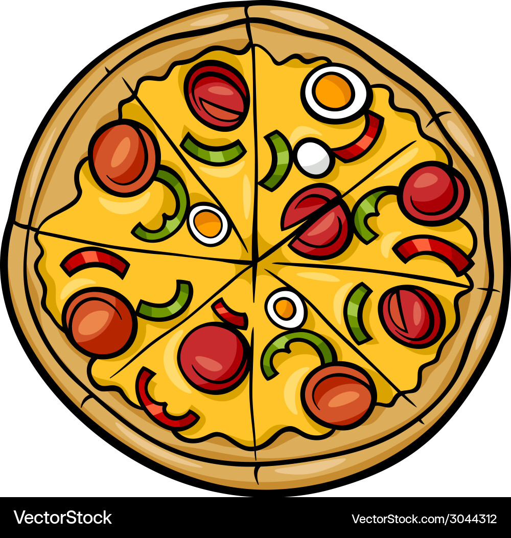 Cute Italian Pizza Cartoon vector image