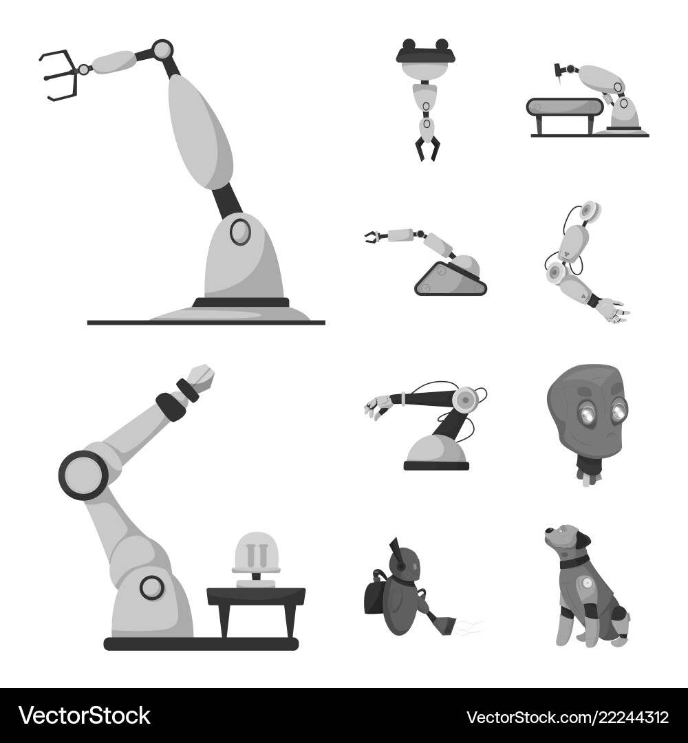 Design of robot and factory sign Design of robot and factory sign vector image