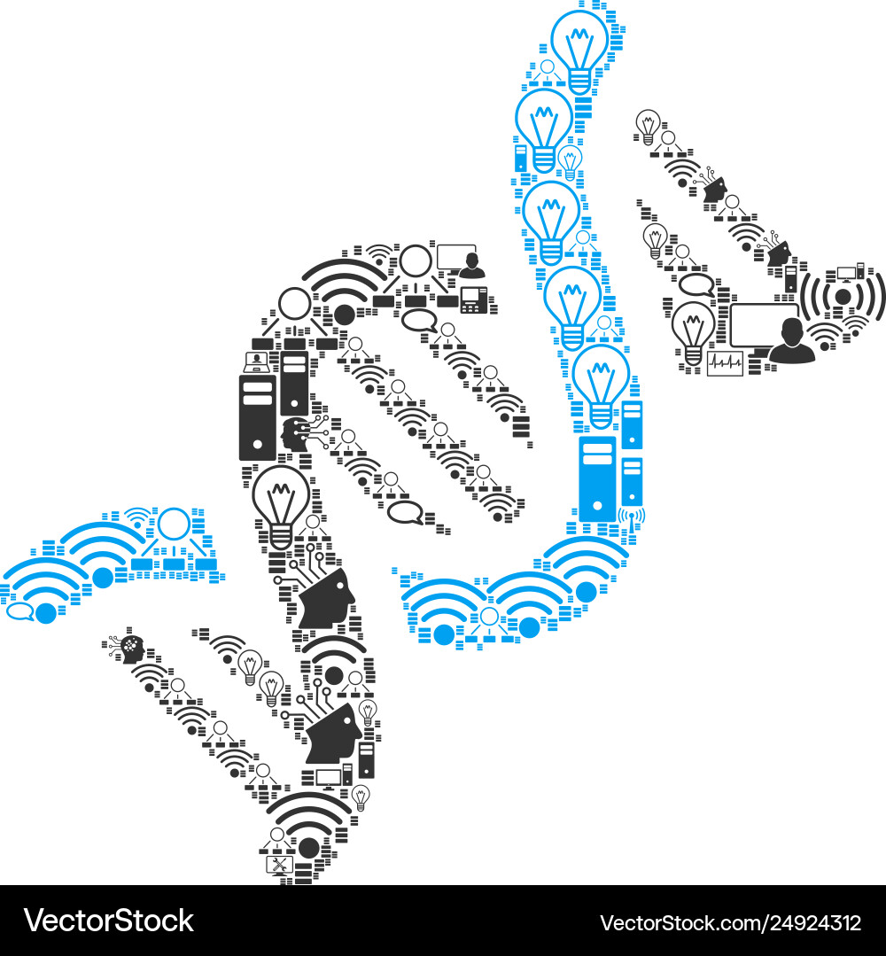 Dna collage icon for bigdata and computing Dna collage icon for bigdata and computing vector image
