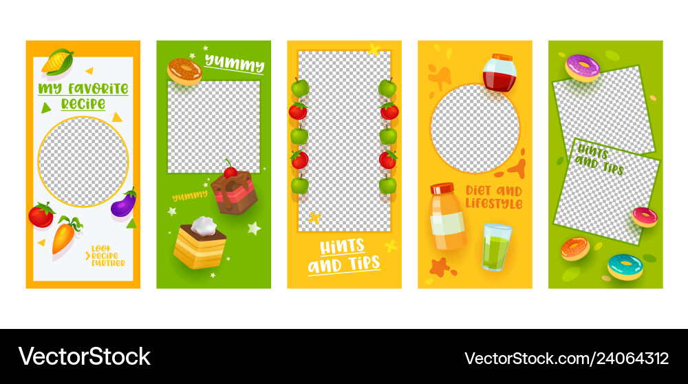 Instagram story template food diet recipe mobile Instagram story template food diet recipe mobile vector image