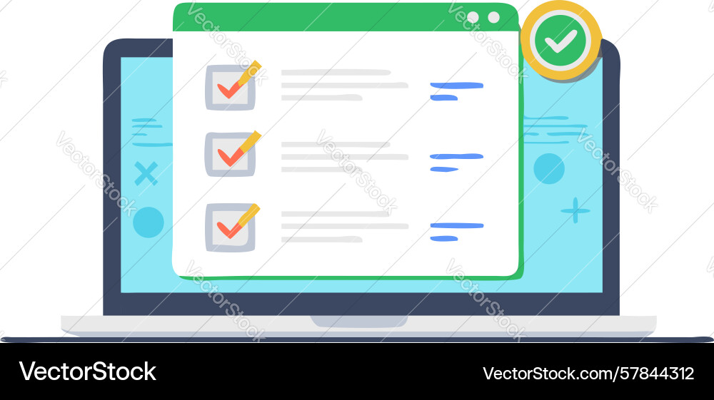 Laptop with checklist task management vector image