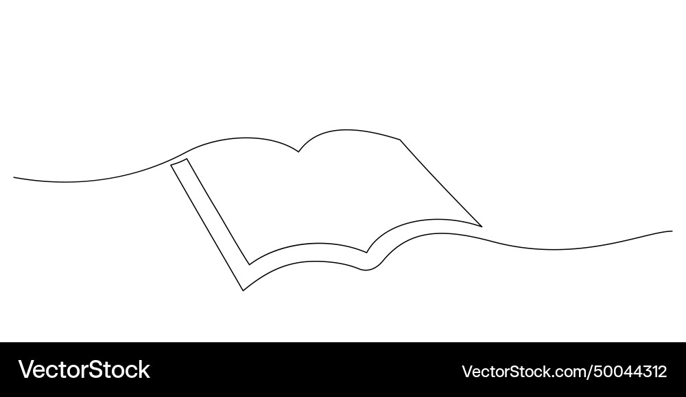 Opened book in one line drawing continuous Opened book in one line drawing continuous vector image