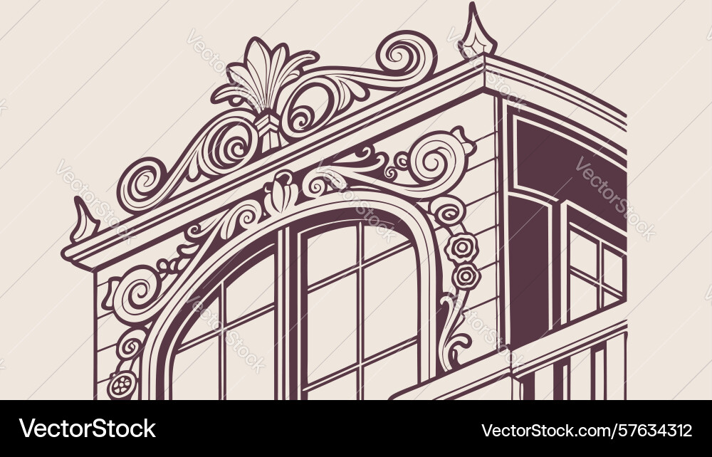 Ornate architectural building element design Vector Image