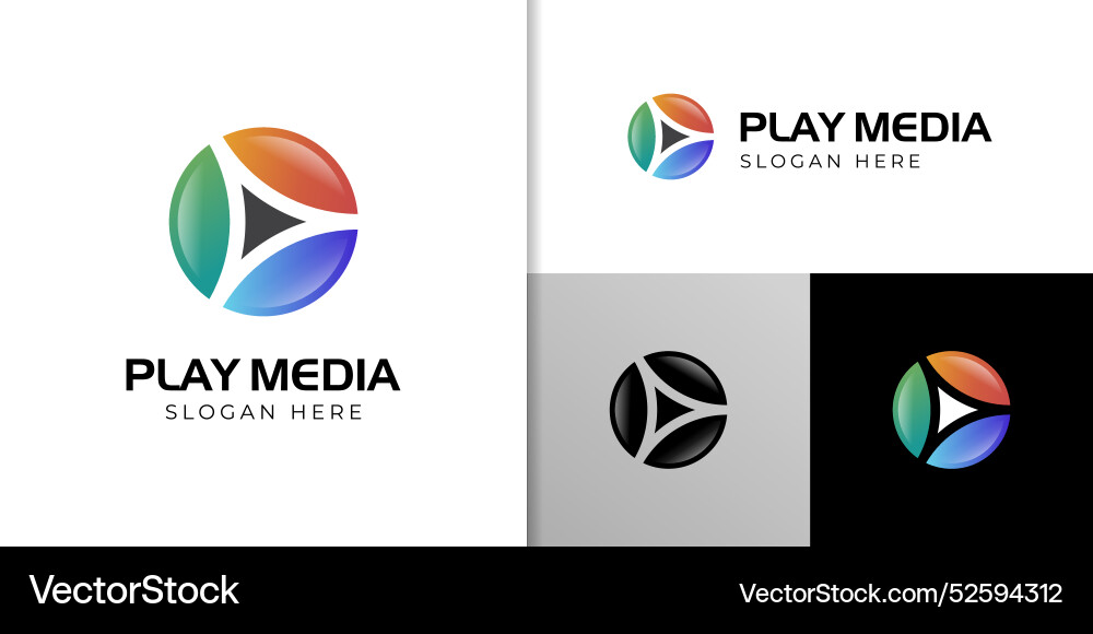 Play button logo design with circle shape symbol Play button logo design with circle shape symbol vector image