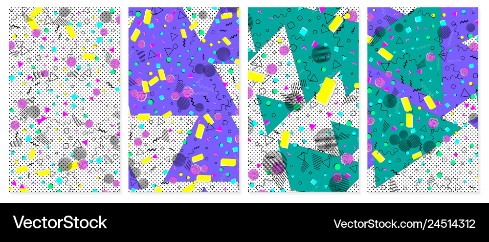 Pop art color background set of memphis pattern Pop art color background set of memphis pattern vector image