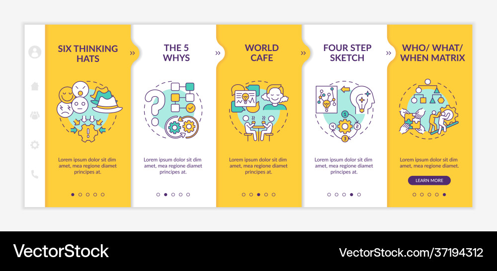 Problem solving techniques onboarding template Problem solving techniques onboarding template vector image