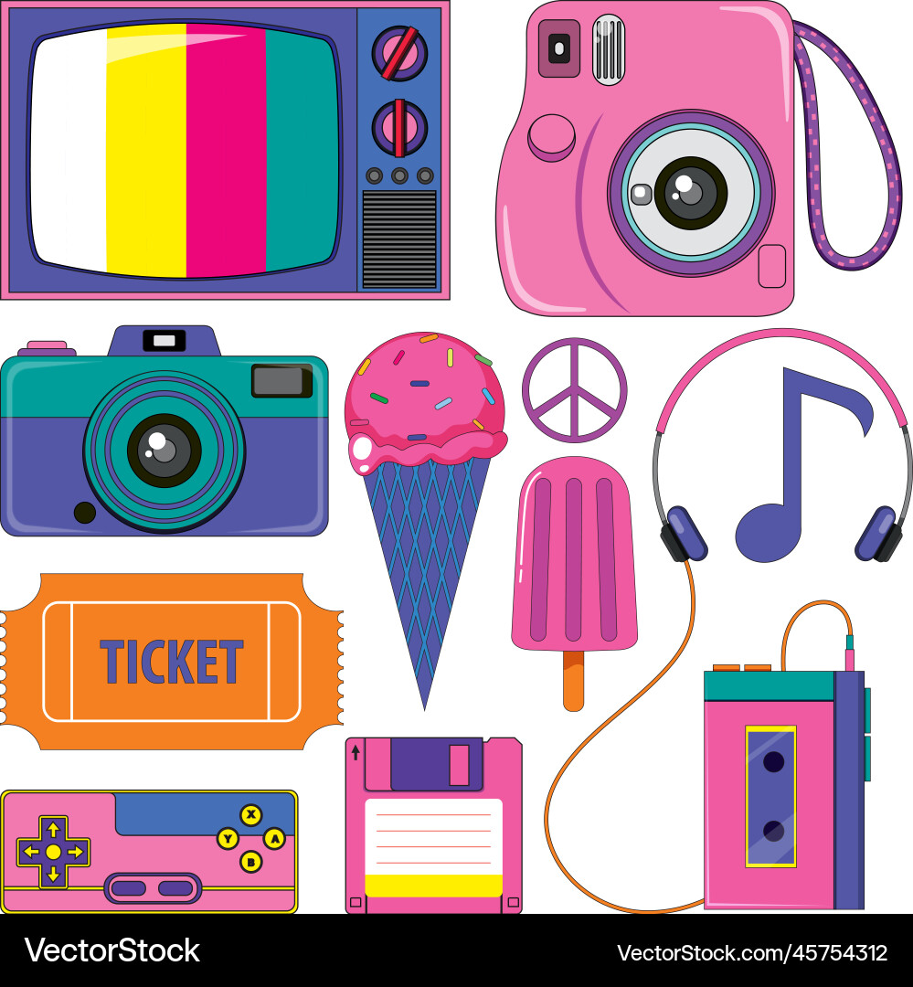 Retro Objekte und Elemente Set Retro Objekte und Elemente Set vektorbild