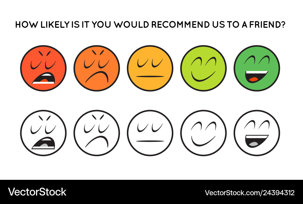 Satisfaction rating set of feedback icons in form Satisfaction rating set of feedback icons in form vector image