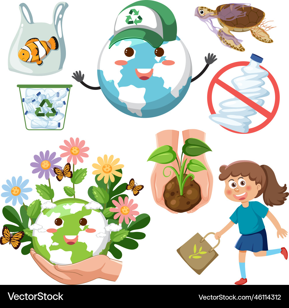 Save the earth graphics and icons collection Vector Image