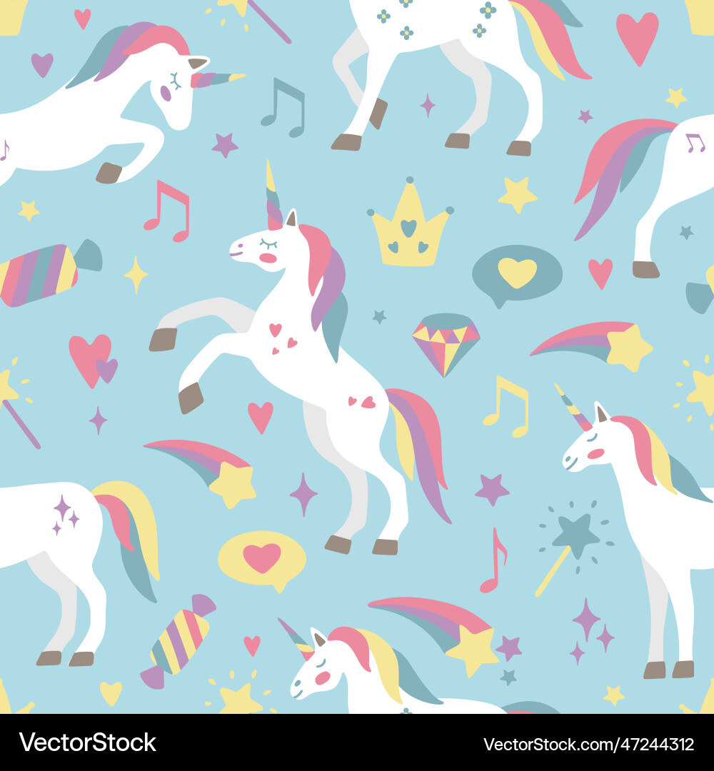 Seamless pattern with cute unicorns Seamless pattern with cute unicorns vector image
