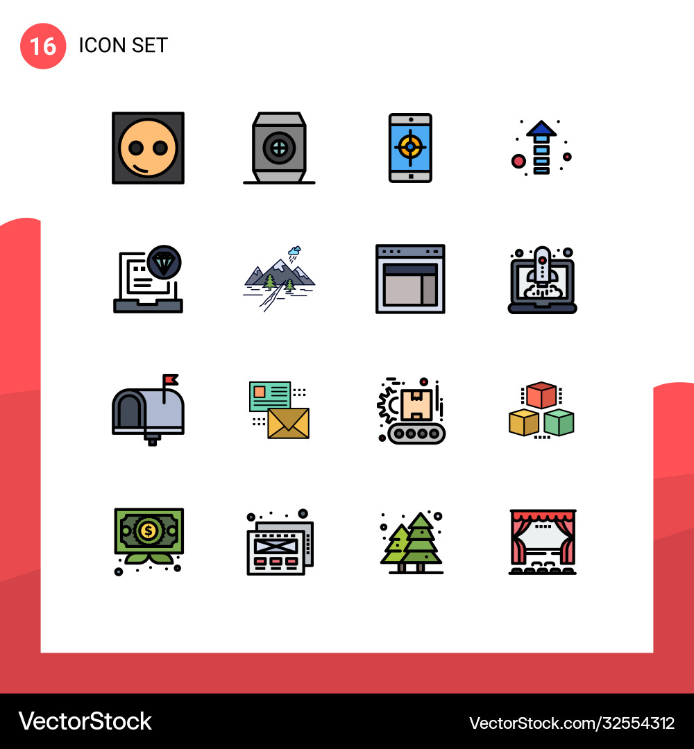 Set 16 modern ui icons symbols signs for code vector image