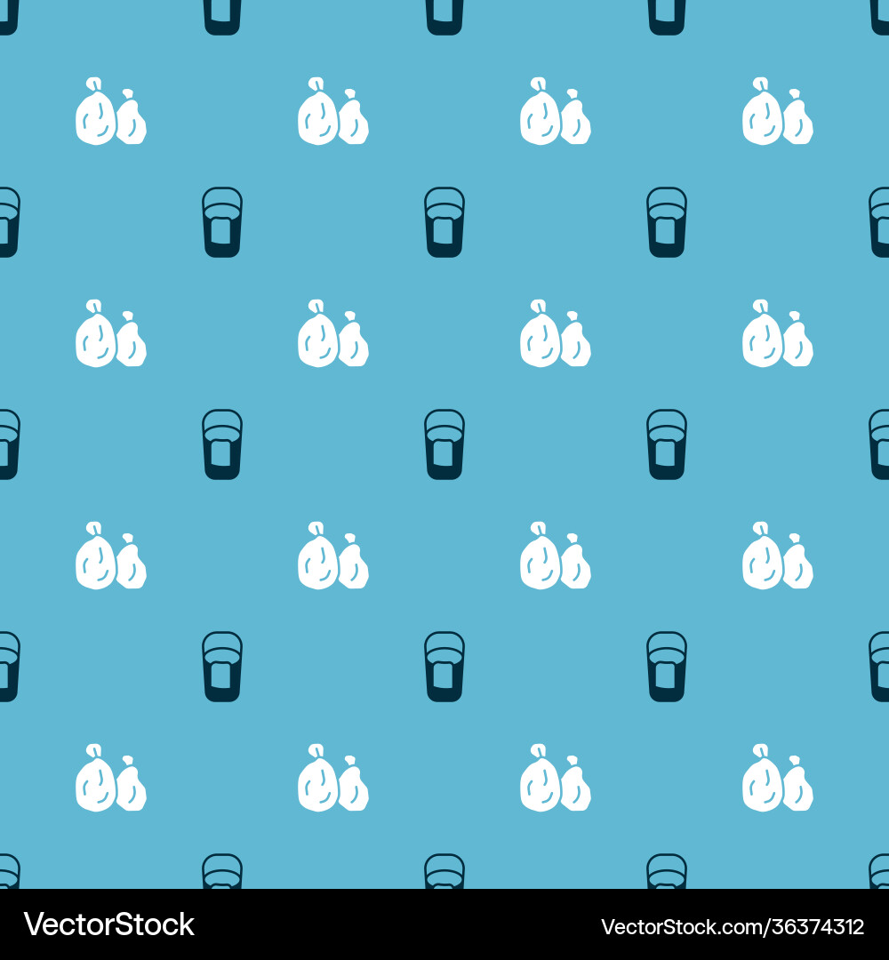 Set bucket with rag and garbage bag on seamless Set bucket with rag and garbage bag on seamless Vector Image