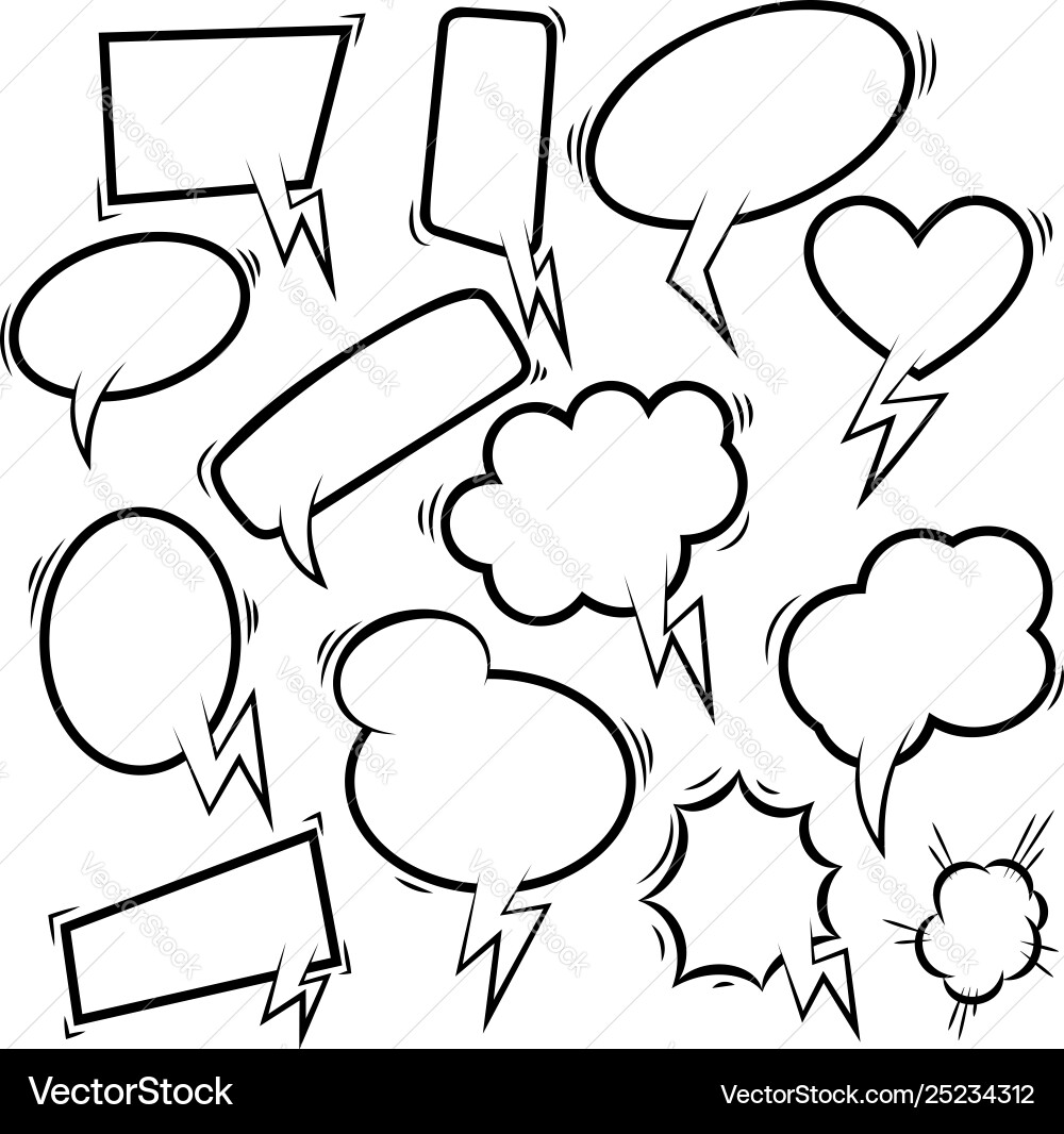 Set empty comic speech bubbles design element Set empty comic speech bubbles design element vector image