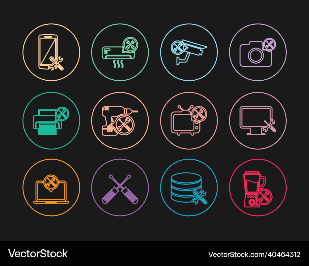 Set line blender service computer monitor Set line blender service computer monitor vector image