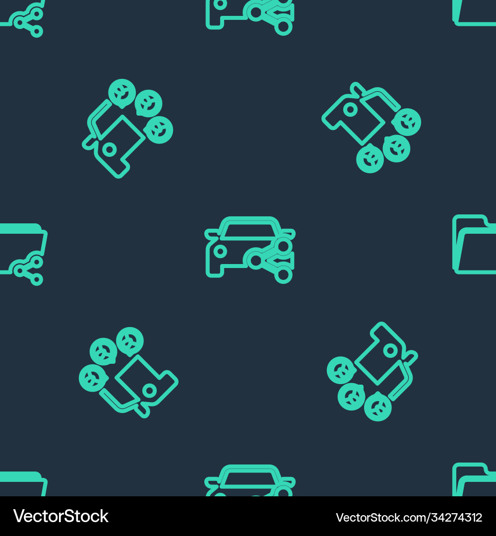 Set line car sharing and share folder on seamless Set line car sharing and share folder on seamless vector image