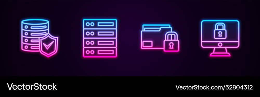 Set line server with shield data web Set line server with shield data web vector image
