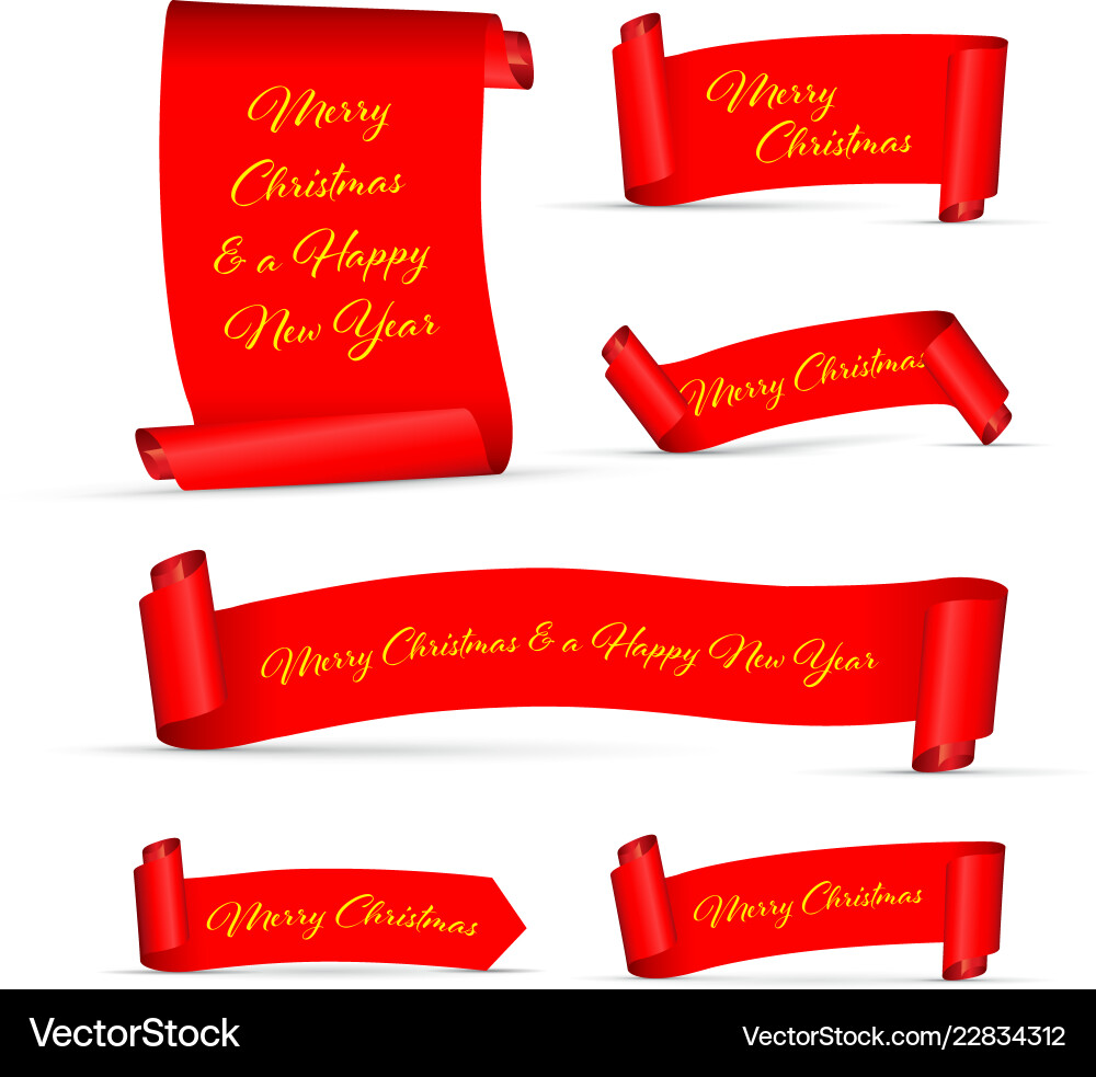 Set von roten fröhlichen Weihnachts-Banner Set von roten fröhlichen Weihnachts-Banner Vektorbild