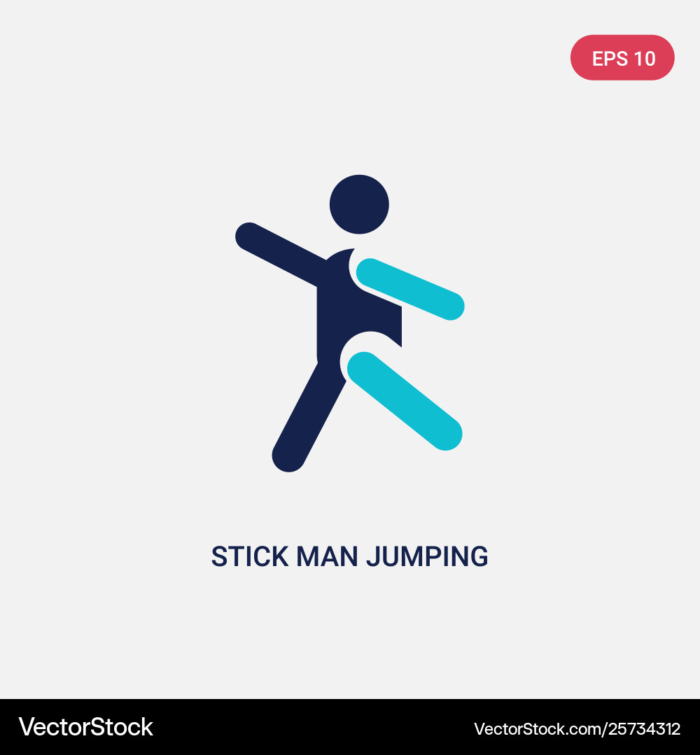 Two color stick man jumping icon from behavior Vector Image