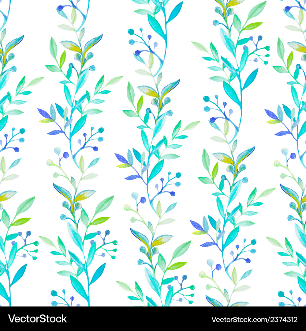 Watercolor Leaf Seamless Pattern vector image