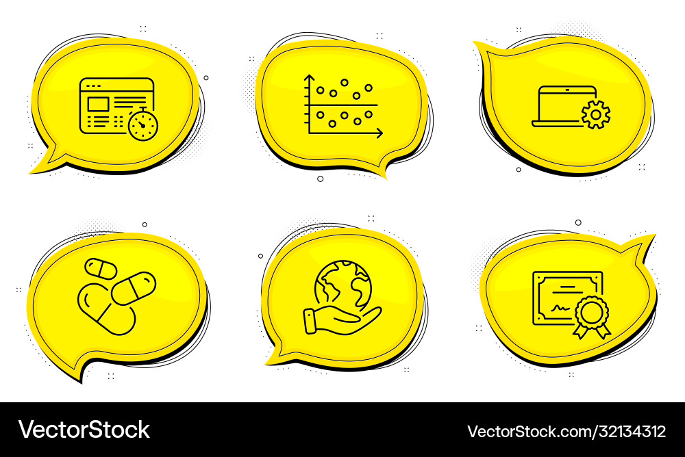 Web-Timer Notebook-Service und Dot-Plot-Symbole Set Vektorbild