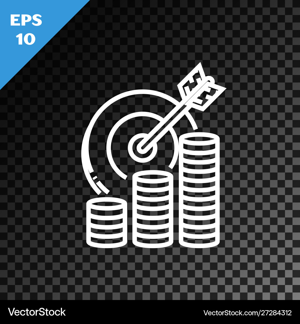 White line target with coin symbol icon isolated Vector Image