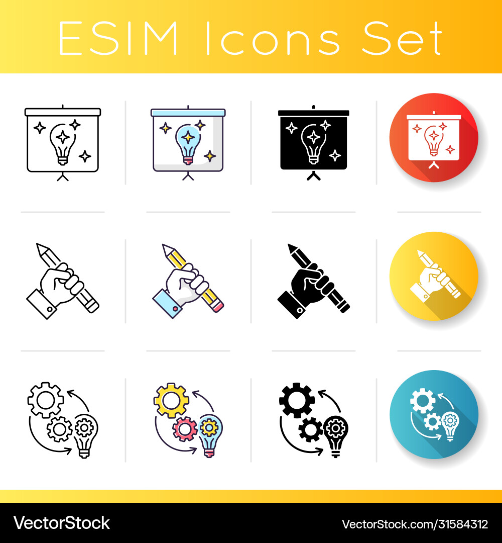 Workflow icons set Vector Image