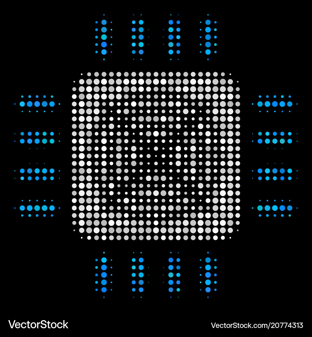 Asic processor halftone icon Asic processor halftone icon vector image