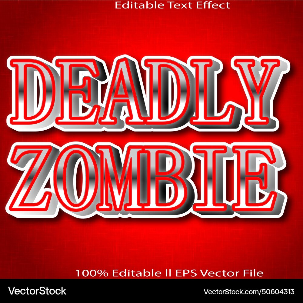 Deadly zombie editable text effect Vector Image