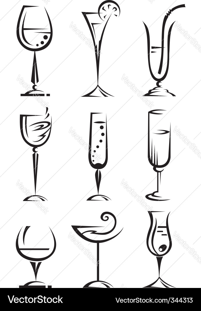 Elegante Weingläser Kollektion Vektorbild