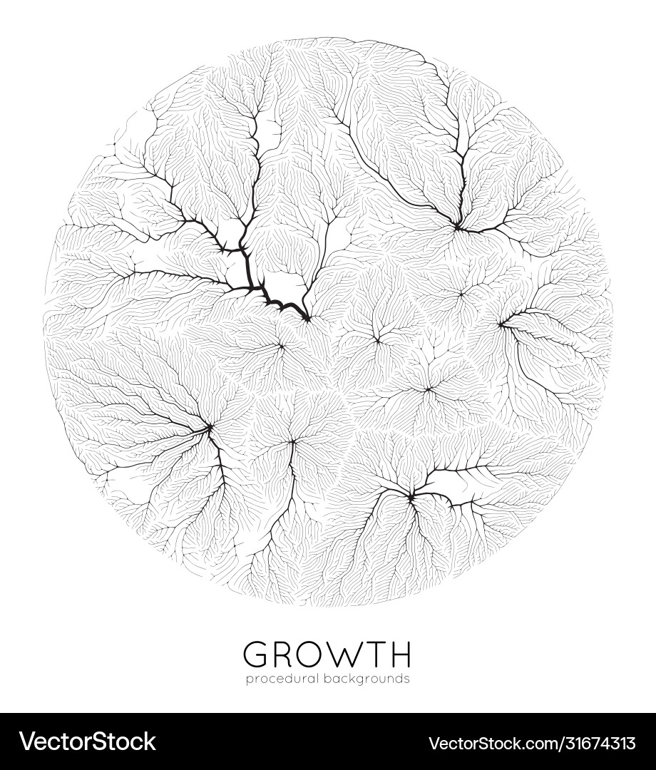 Generative branch growth pattern round Generative branch growth pattern round vector image