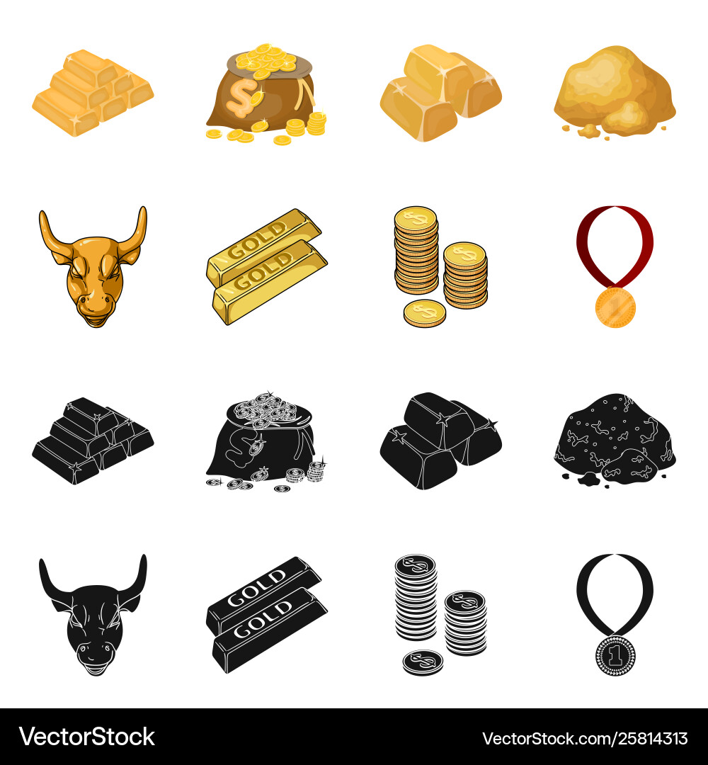Isolated object and gold symbol collection vector image