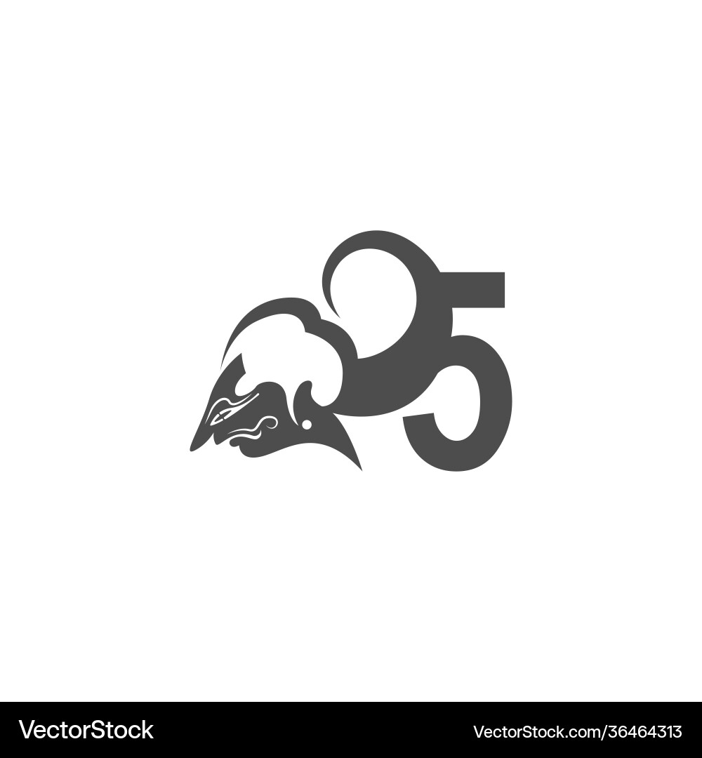 Javanese puppet icon with number logo design Javanese puppet icon with number logo design vector image