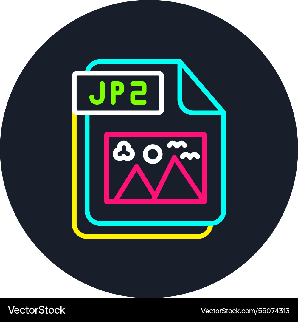Jp2 line multi color icon Vector Image