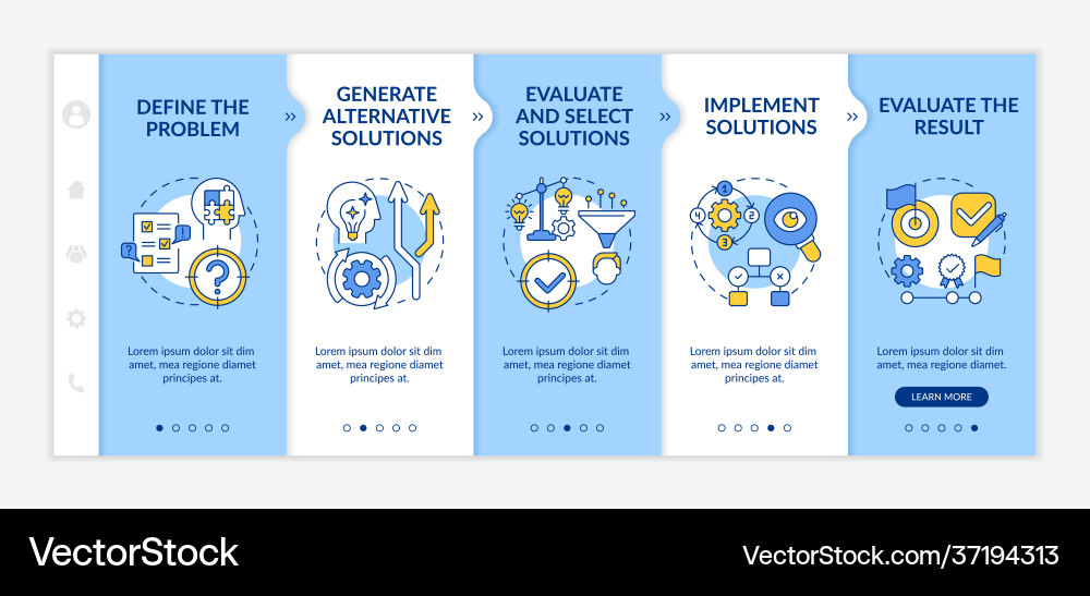 Problem solving process onboarding template Vector Image