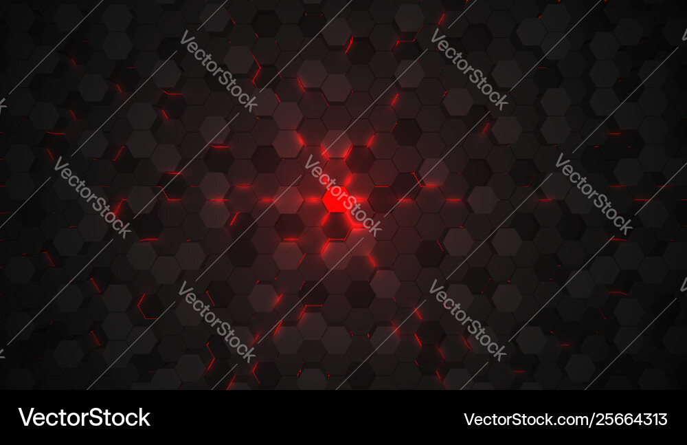 Red 3d hexagon tech background Red 3d hexagon tech background vector image