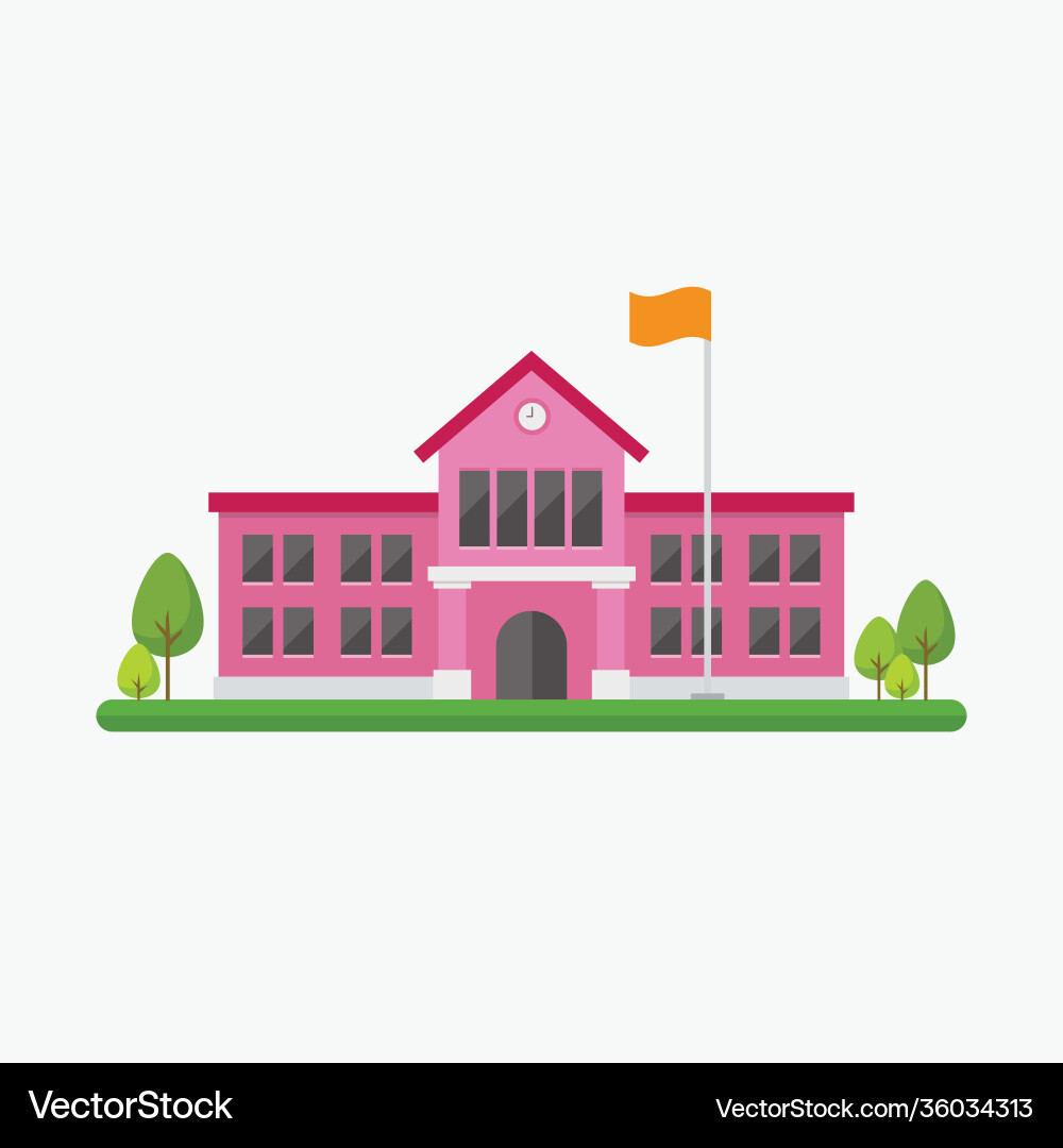 School building in flat style Royalty Free Vector Image