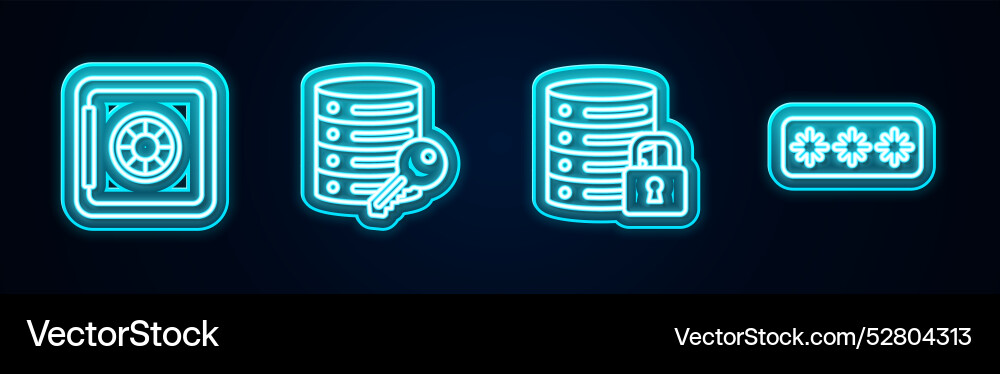 Set line safe server security with key lock Vector Image