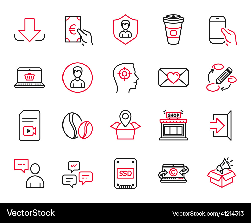 Set of line icons related to video file Set of line icons related to video file vector image