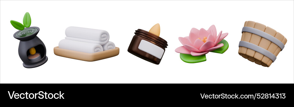 Set of spa objects in realistic style isolated Set of spa objects in realistic style isolated Vector Image