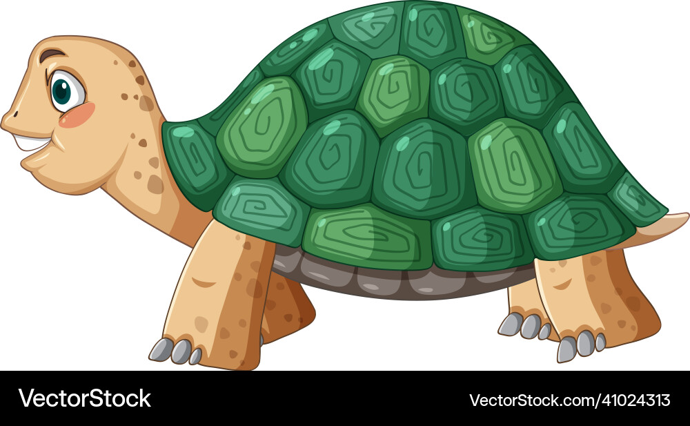 Side view of turtle with green shell in cartoon Side view of turtle with green shell in cartoon vector image