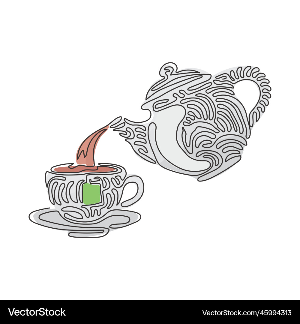Single continuous line drawing teapot for tea Vector Image