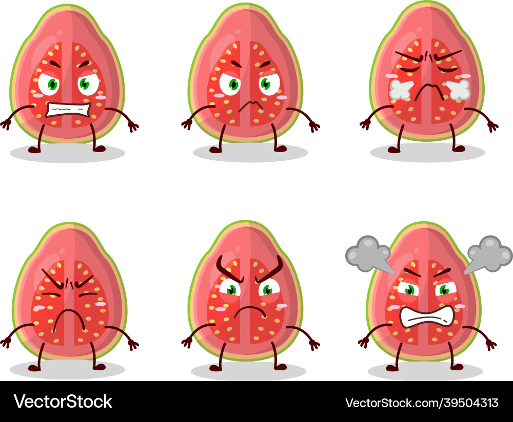 Slash of guava cartoon character with various Vector Image